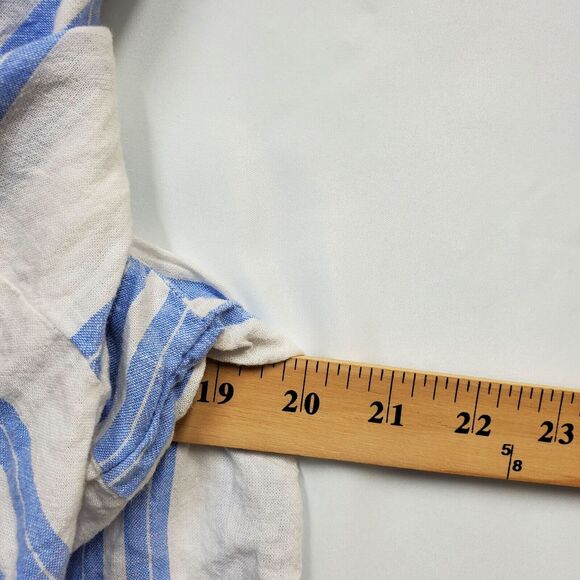 Linen Blend Cottagecore ‎ Top Blue White Stripe Medium - Picture 8 of 10